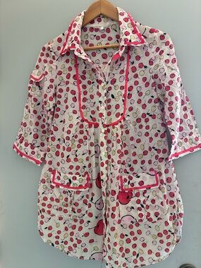 😎 Tsumori Chisato Japanese kimono shirt dress sheer cherry fabric